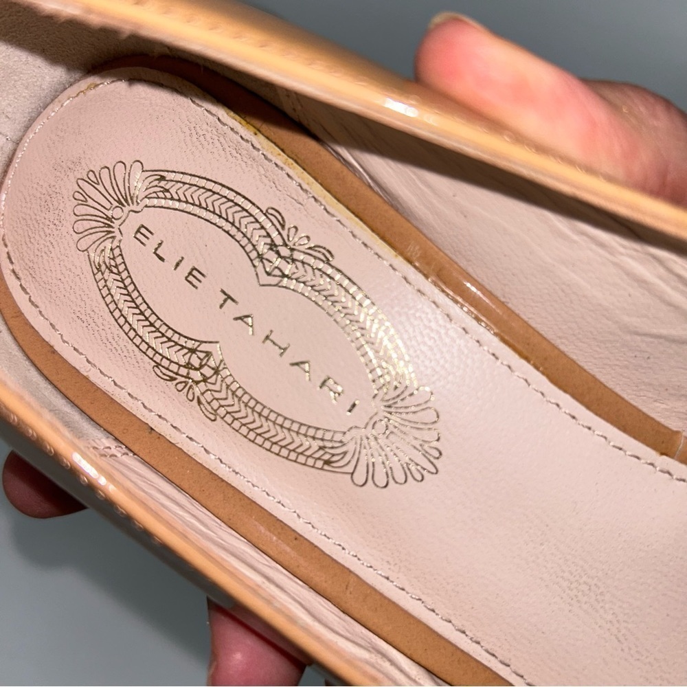 ELIE TAHARI Madison Patent‎ Nude Peep Toe Pump Size 37.5 - Picture 8 of 11